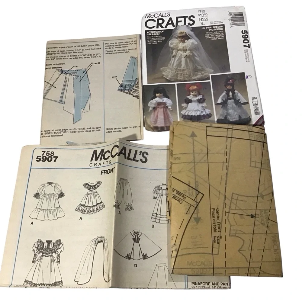 2 Doll Costume Pattern Crafts Wedding Dress Fancy Frocks 6560 5907 Victorian